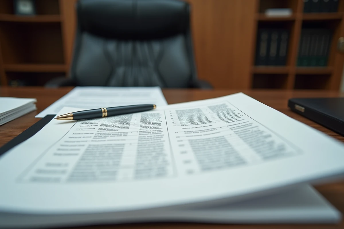 Contrat salarial détaillé d'un footballeur professionnel avec primes et clauses de performance posé sur un bureau en bois sombre