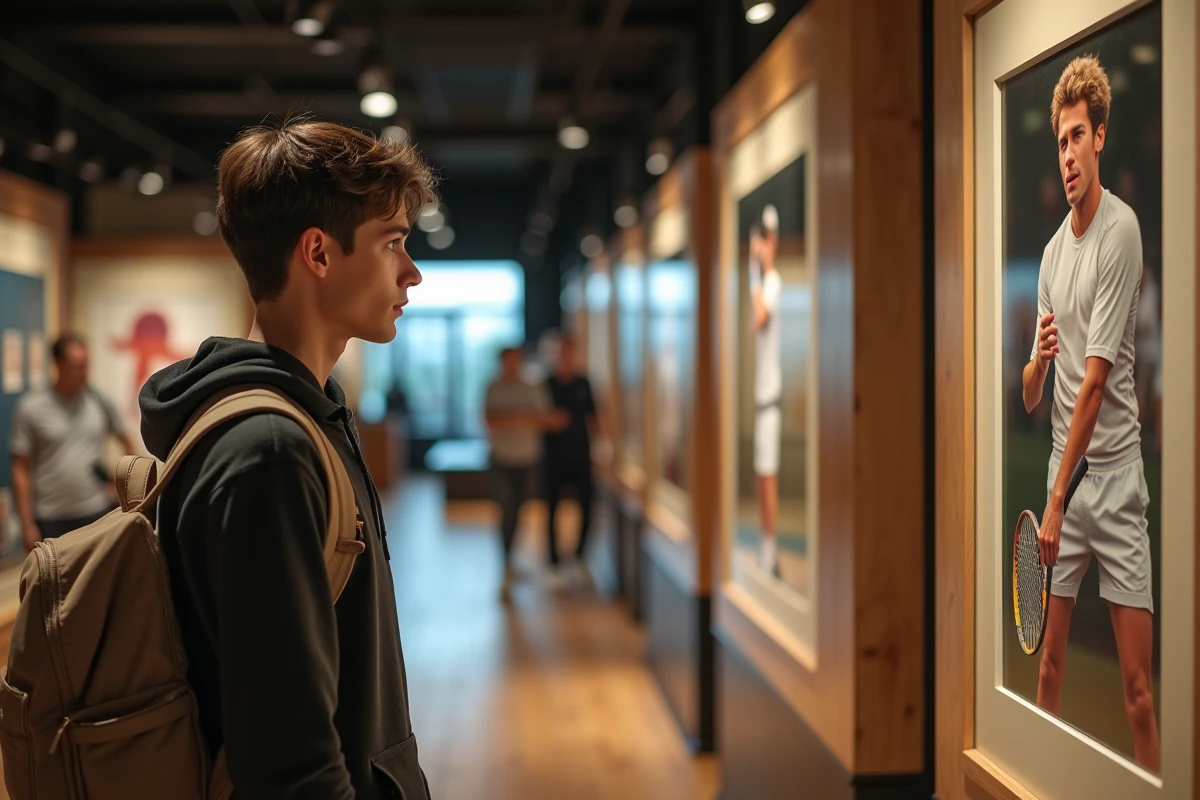 Jeune fan de tennis regardant une photo d