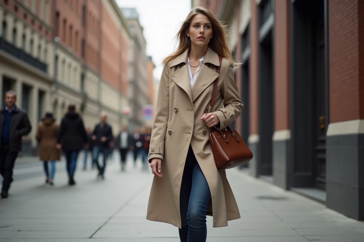 Femme anonyme marchant dans une rue urbaine, représentant la discrétion et la protection de la vie privée dans l'espace public