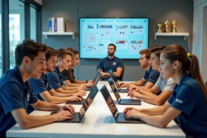 Groupe divers de personnes en r&eacute;union sportive