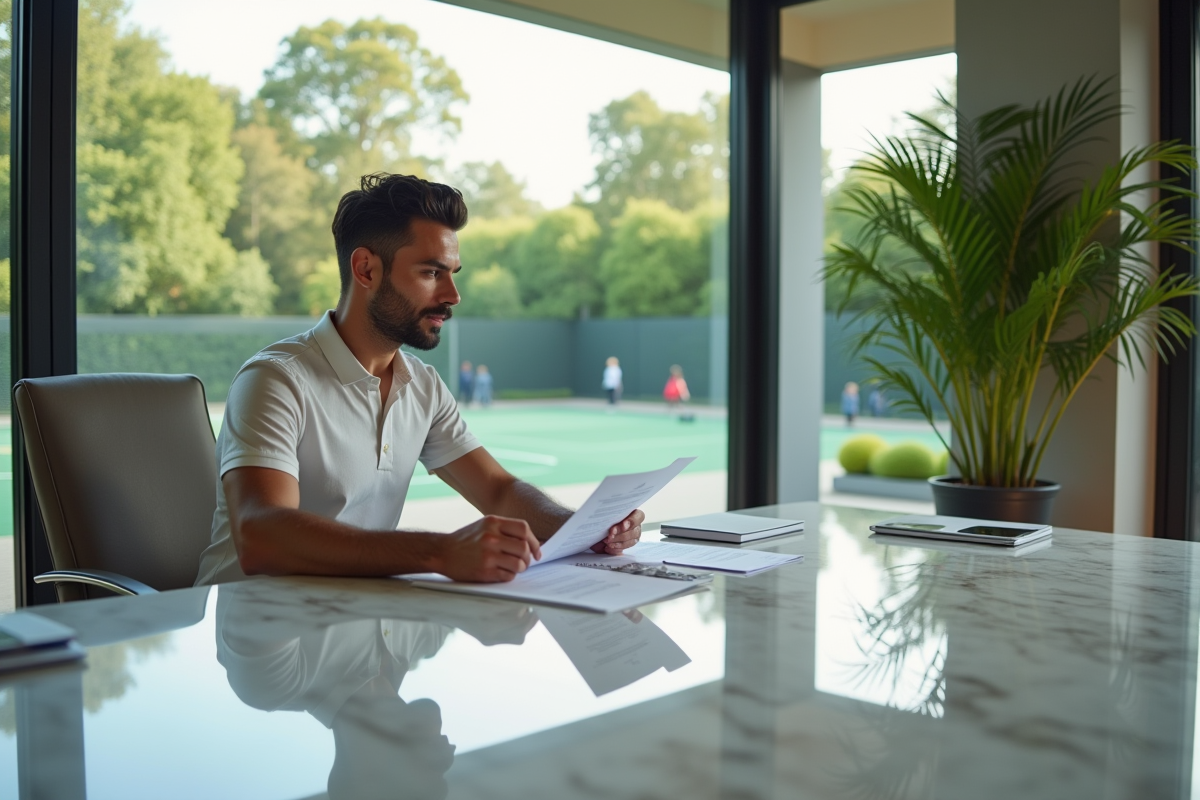 Homme d affaires dans bureau avec documents financiers