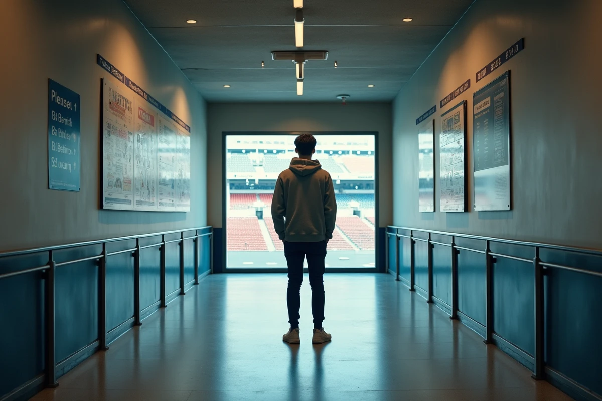 Jeune homme consultant le plan des places dans le hall