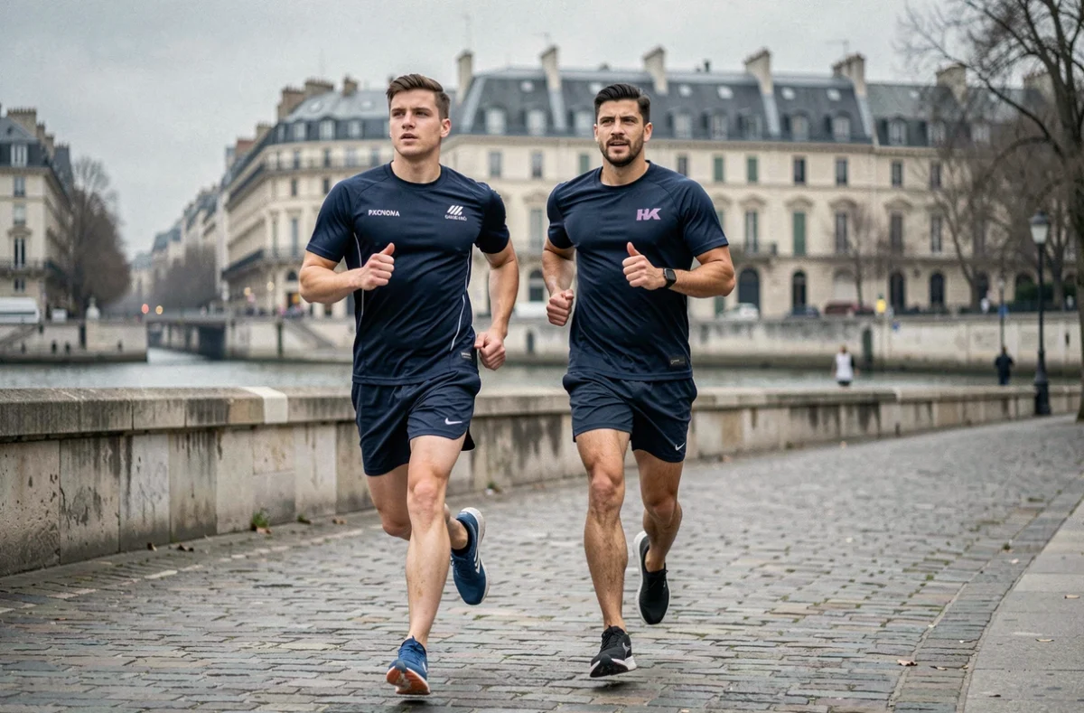 Coach de Mycoachinparis et client en séance de course à pied sur les berges de la Seine à Paris