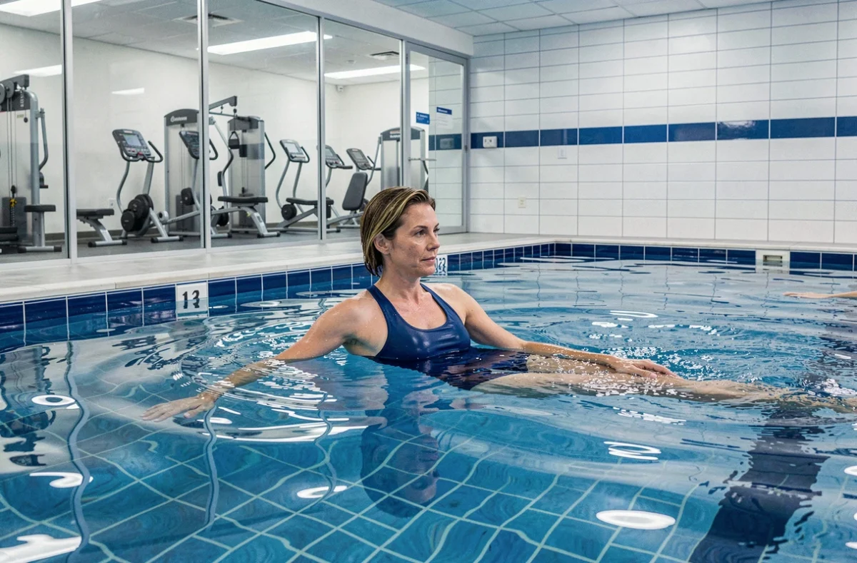 Femme nageant dans le bassin du centre aquatique et de remise en forme Nauticaa à Liévin