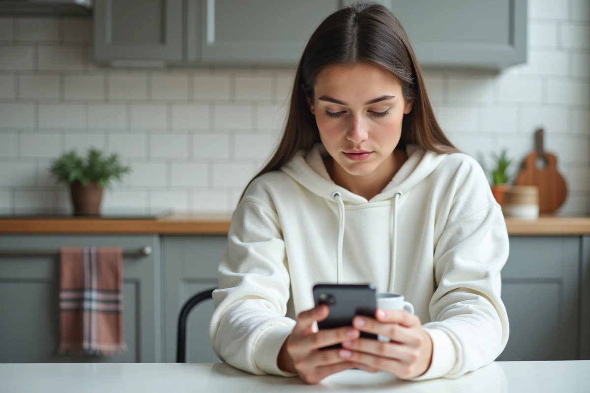 Femme consultant la procédure de récupération de mot de passe Footclub FFF sur son smartphone